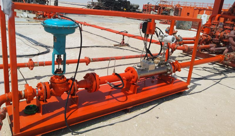 Adjusta Cone gas flow meter in use in desert location